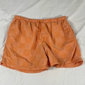 LCRK Mens Orange Plaid Nylon Swin Shorts Size XXL